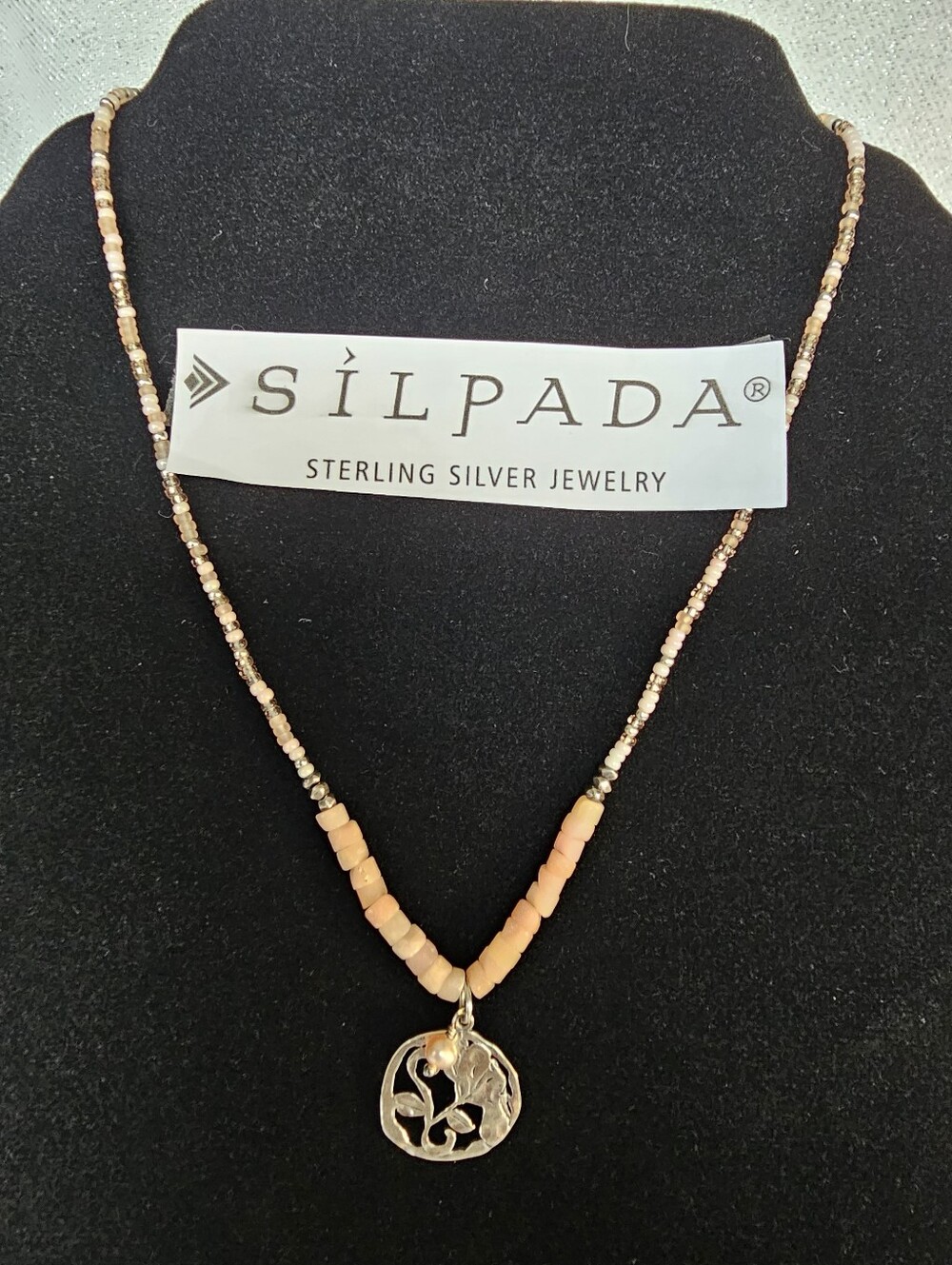 SILPADA "Flirt Alert" N2192 St Silver, Soapstone & Pearl Necklace